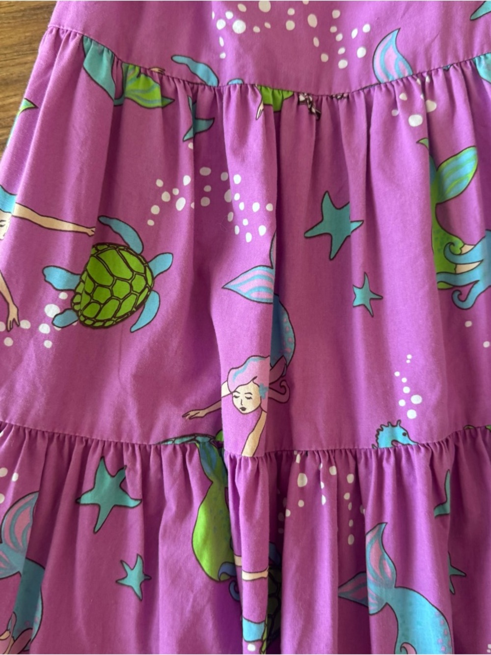 Eleanor Rose Purple Mermaid Print Tiered Lexie Dress size 6/7 - Picture 4 of 10
